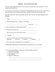 Form 50 Jury Questionnaire - Minnesota