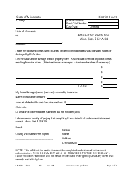 Document preview: Form CRM301 Affidavit for Restitution - Minnesota