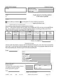 Document preview: Form CRM402 Application for Reimbursement of Witness Expenses - Minnesota