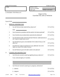 Document preview: Form JUV202 Report of the Guardian Ad Litem or Petitioner - Minnesota