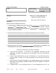 Document preview: Form CNC102 Petition for Reconsideration of Denial of Firearm Permit - Minnesota