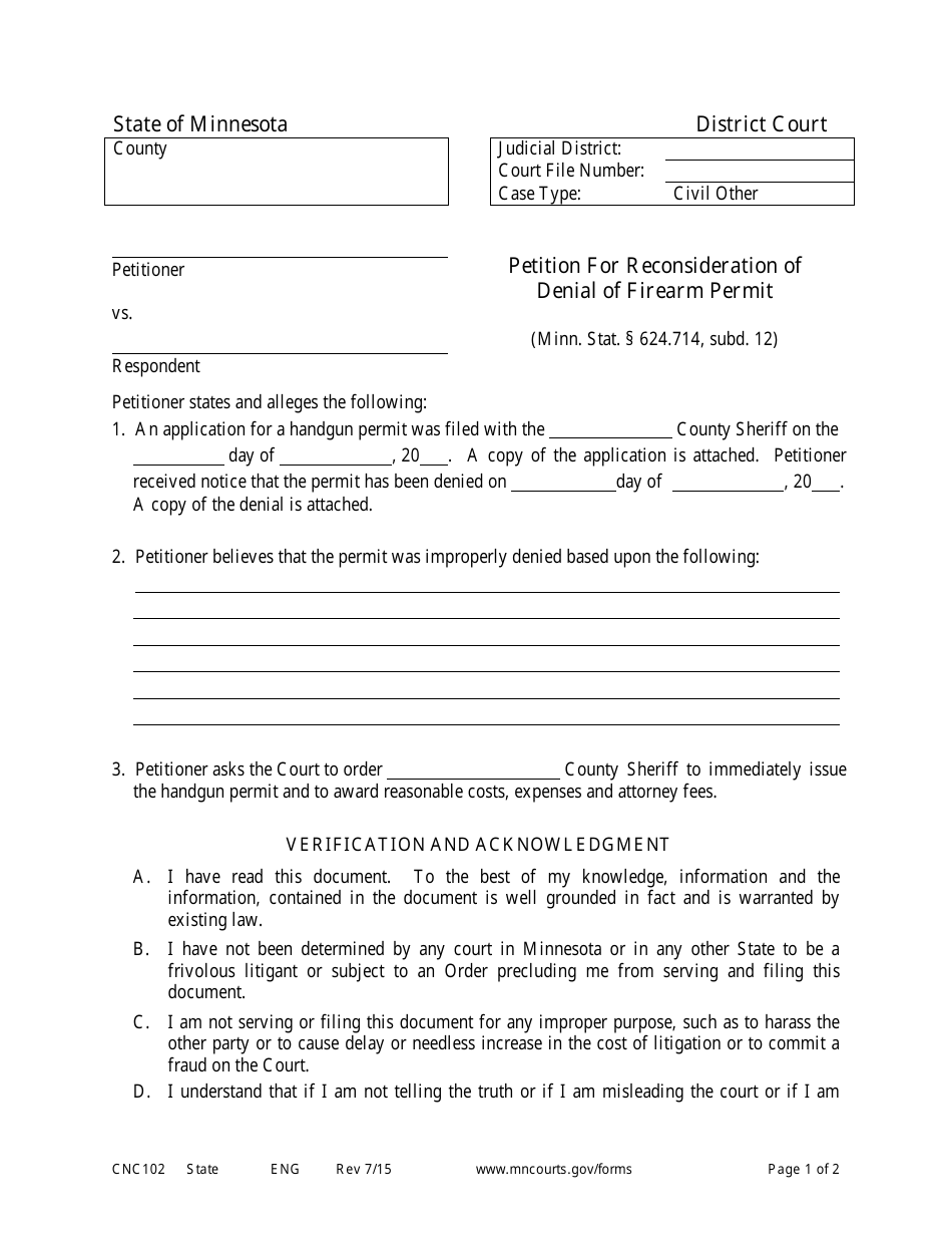 Form CNC102 - Fill Out, Sign Online and Download Printable PDF ...