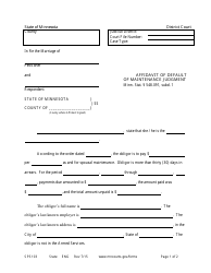 Form SPS103 Affidavit of Default of Maintenance Judgment - Minnesota