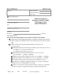 Form CSD303 Affidavit in Support of Responsive Motion to Modify Child Support and/or Spousal Maintenance - Minnesota