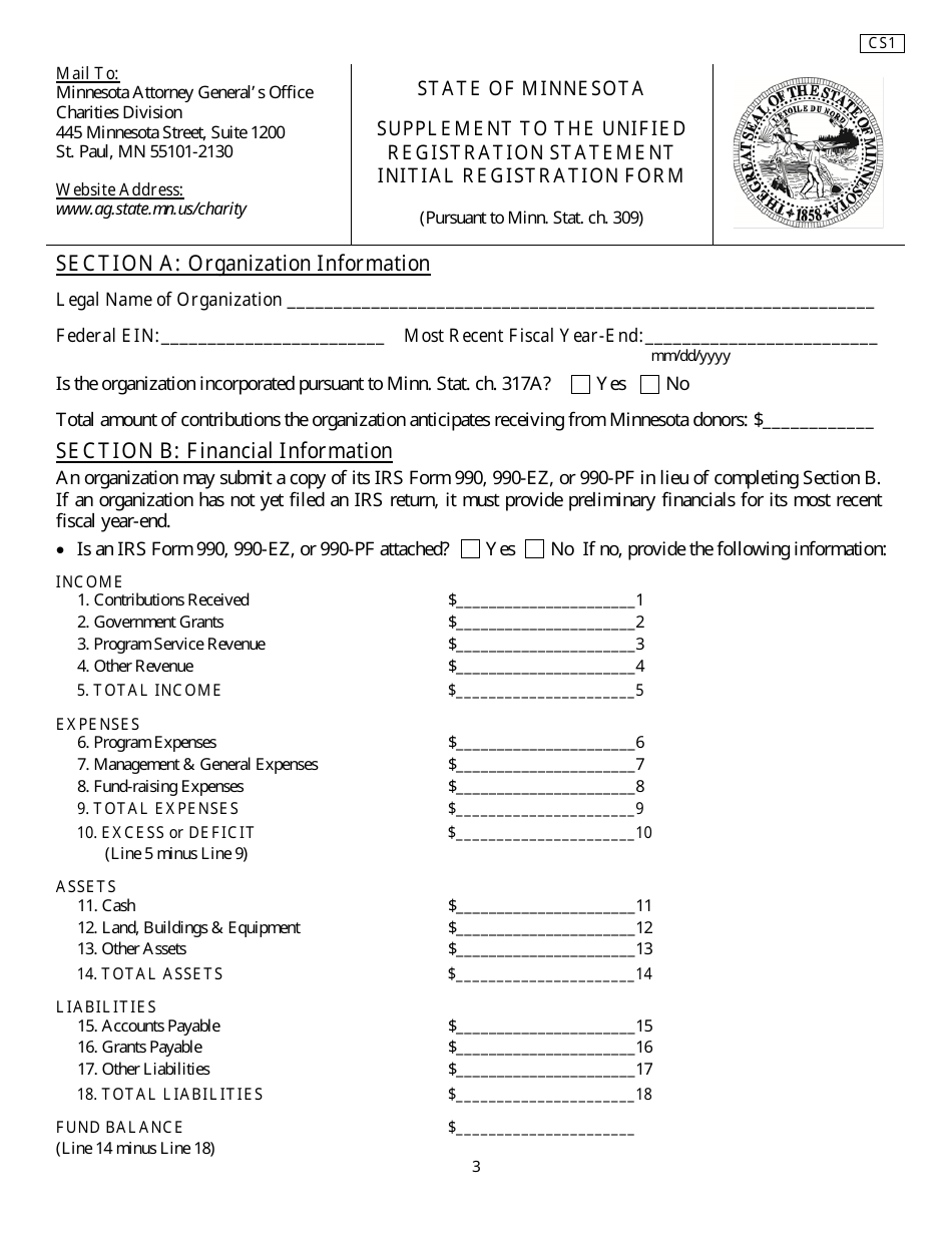 Form CS1 - Fill Out, Sign Online and Download Fillable PDF, Minnesota ...