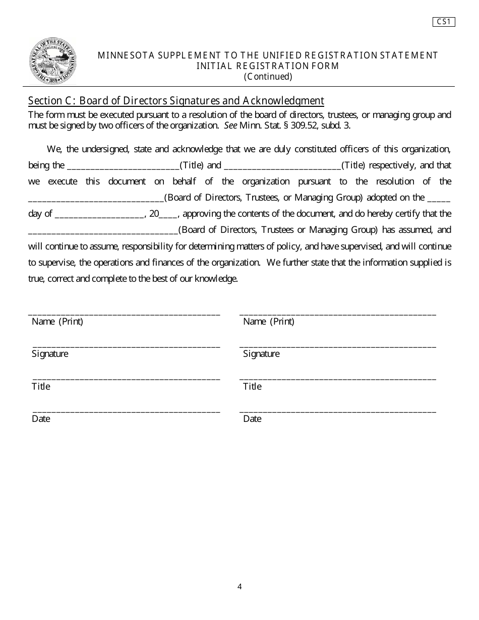 Form CS1 - Fill Out, Sign Online and Download Fillable PDF, Minnesota ...