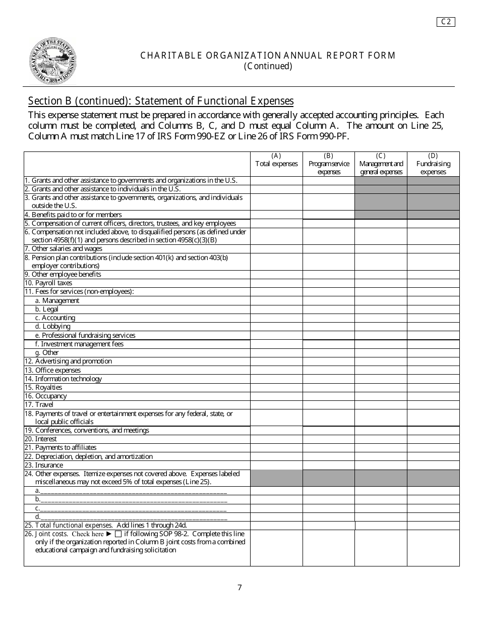 Form C2 Charitable Organization Annual Report Form - Minnesota, Page 7