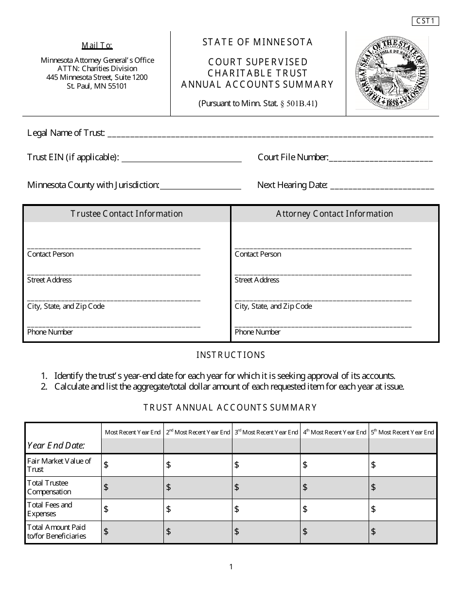 Form CST1 Fill Out, Sign Online and Download Fillable PDF, Minnesota