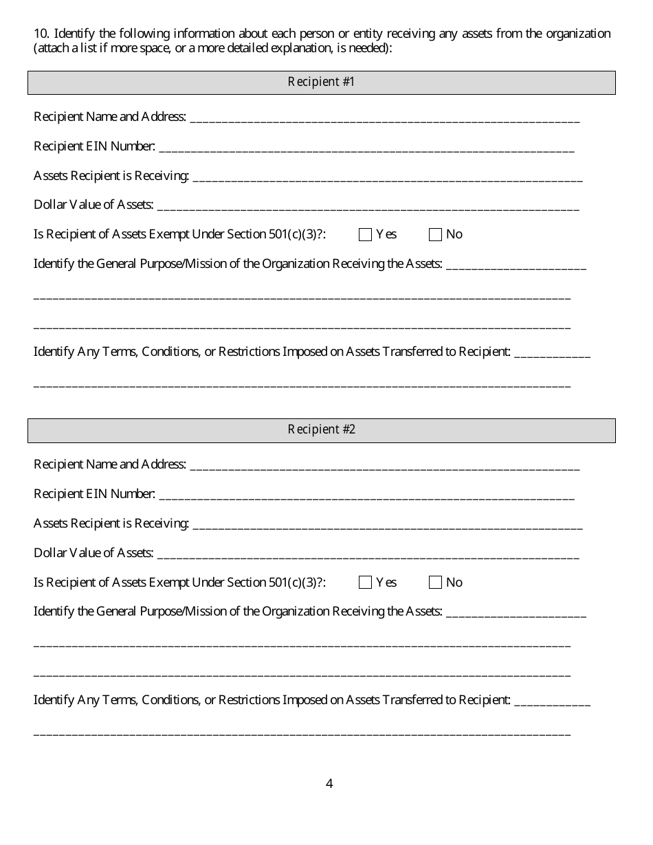 Notice of Intent to Dissolve, Merge, Convert, Consolidate, or Transfer Assets - Minnesota, Page 4