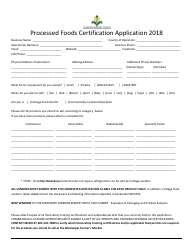 Processed Foods Certification Application Form - Mississippi
