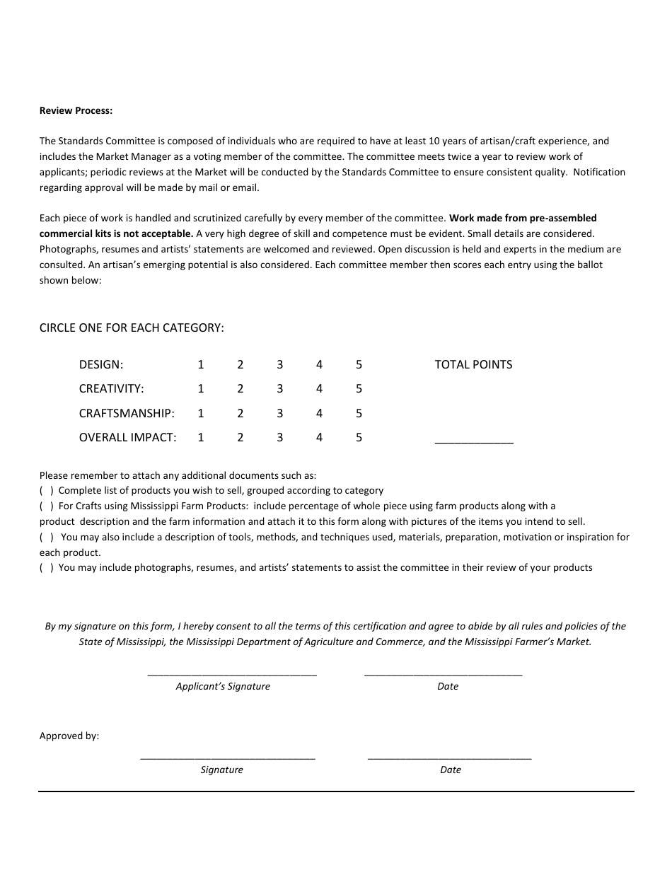 Arts and Crafts Certification Application Form - Mississippi, Page 2