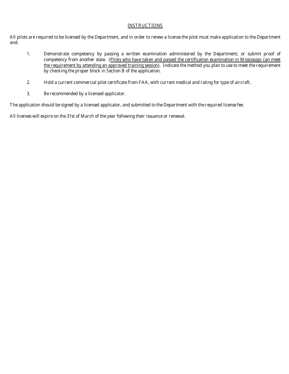 Application for Pilots License - Mississippi, Page 2