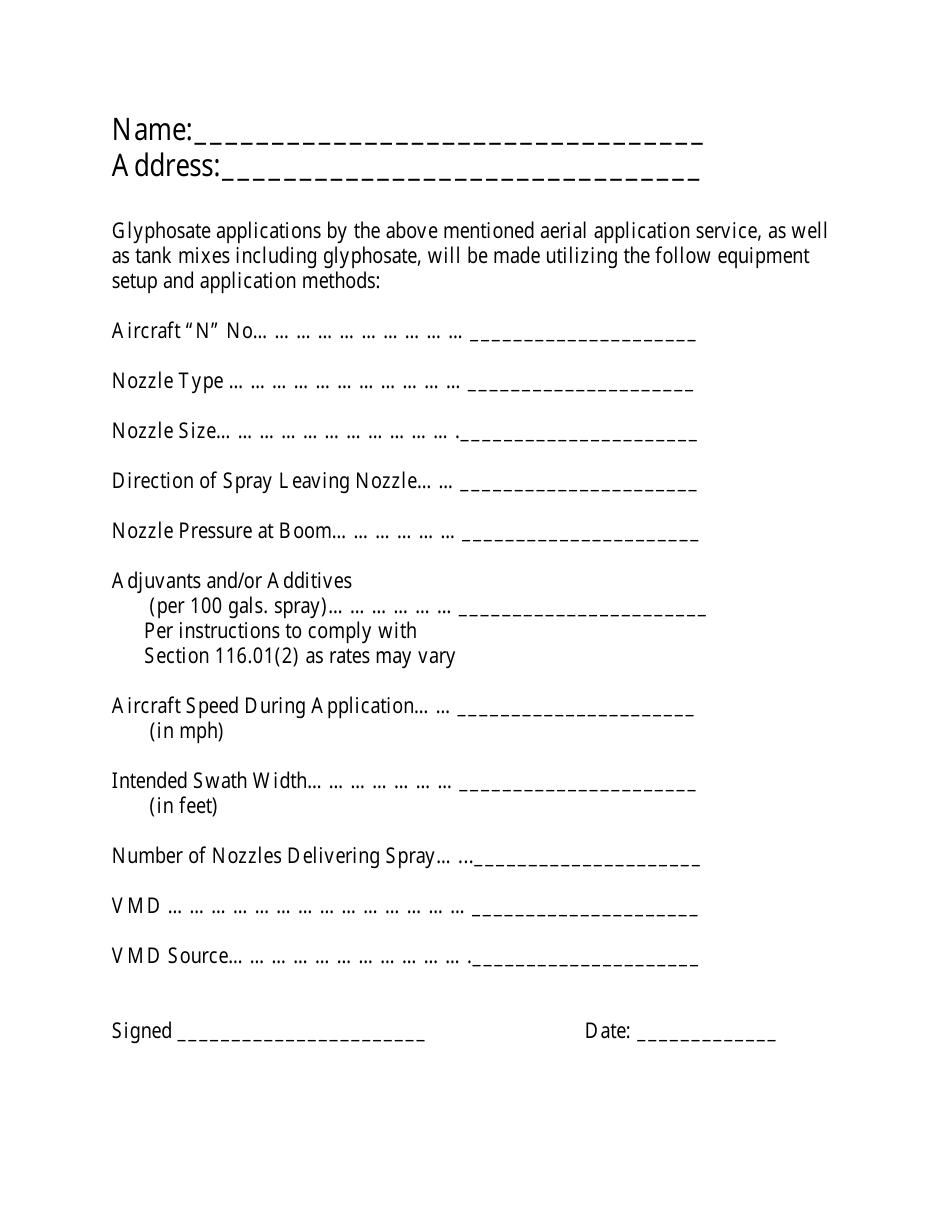 Example Form for Glyphosate Single Written Statement - Mississippi, Page 1