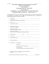 Form 1440B &quot;Renewal Feed Facility Registration&quot; - Mississippi