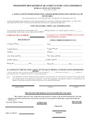 Document preview: Application for Registration and/or Reregistration (Renewal) of Pesticides - Mississippi