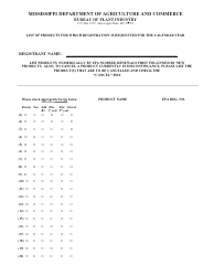 Application for Registration and/or Reregistration (Renewal) of Pesticides - Mississippi, Page 2