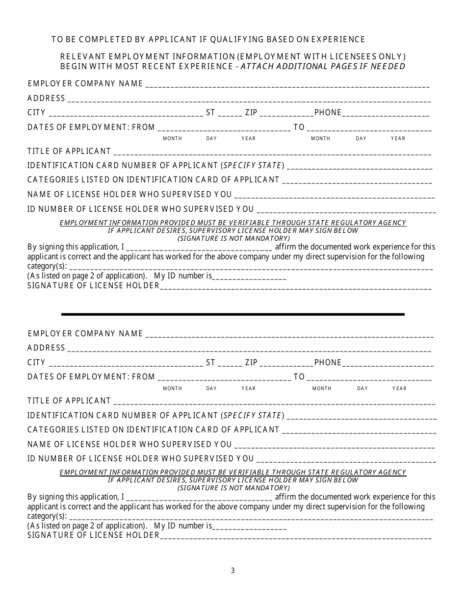 License Exam Application for Pest and Weed Control Categories, Landscape Horticulturist and Tree Surgery - Mississippi, Page 3
