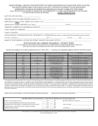 Document preview: Professional Services Registered Technician Identification Card Application Form - Mississippi