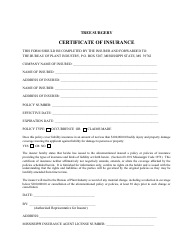 Document preview: Tree Surgery Certificate of Insurance - Mississippi