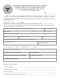 Application for Mobile Retail Food Sanitation License - Mississippi