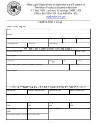 Document preview: Complaint Form - Mississippi