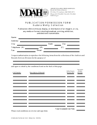 Document preview: Publication Permission Form - Eudora Welty Collection - Mississippi