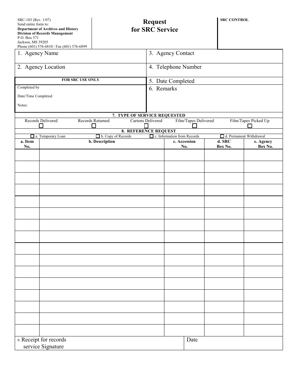 Form SRC-103 - Fill Out, Sign Online and Download Fillable PDF ...