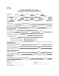 Form P-2 &quot;Employment, Promotion or Transfer Request&quot; - Mississippi
