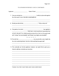 Telephone Reference Check Form - Mississippi, Page 2