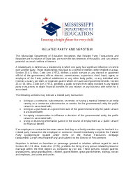 Related Party and Nepotism Acknowledgment Form - Mississippi