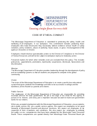Code of Ethical Conduct Policy Acknowledgment Form - Mississippi