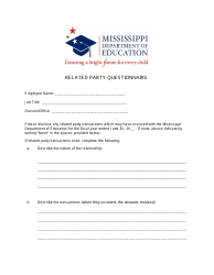 Related Party Questionnaire Form - Mississippi