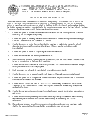 Form MS EEF CTA01 Teacher Cardholder Agreement - Mississippi