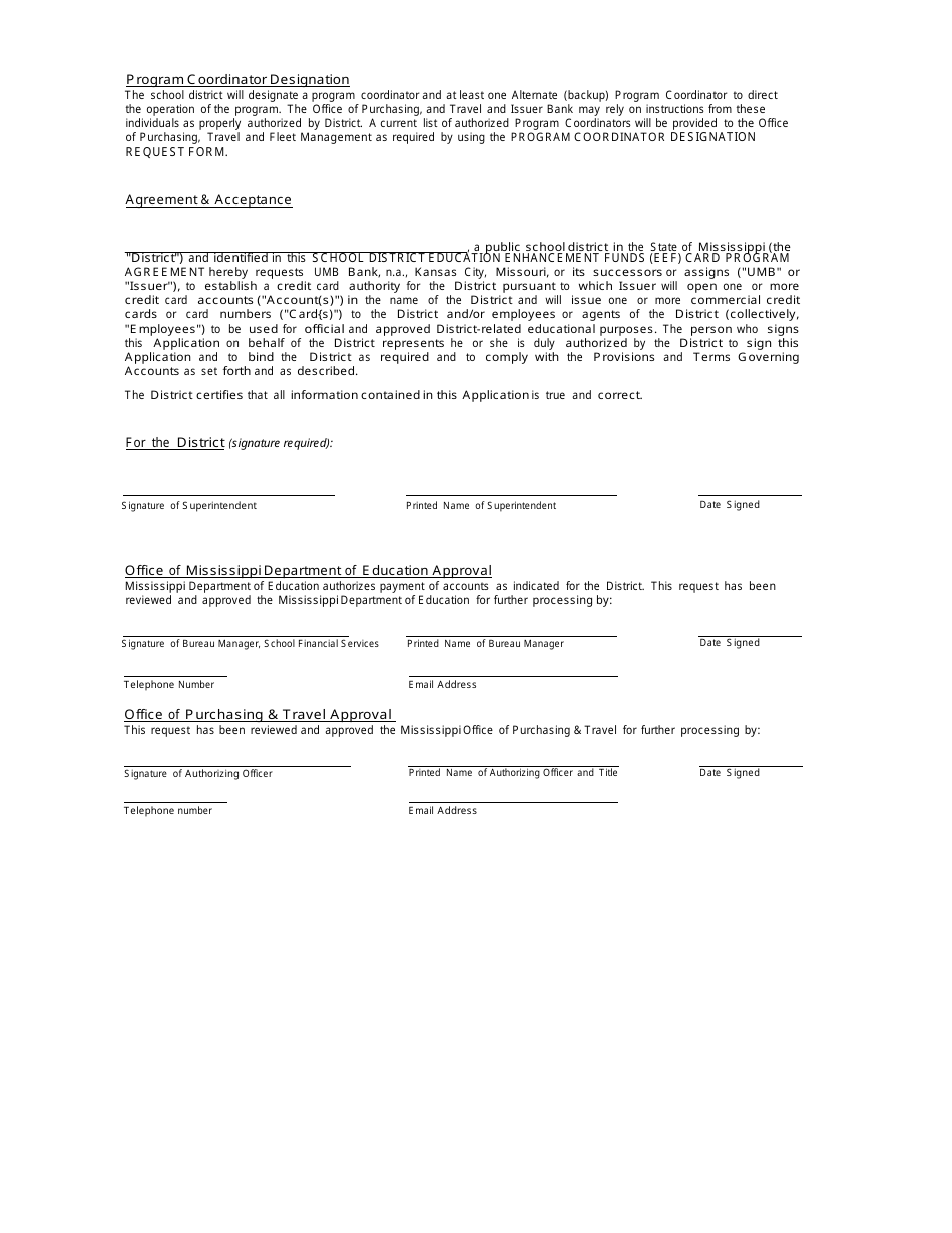 Mississippi Coordinator Form - Eef Card Program - Fill Out, Sign Online ...