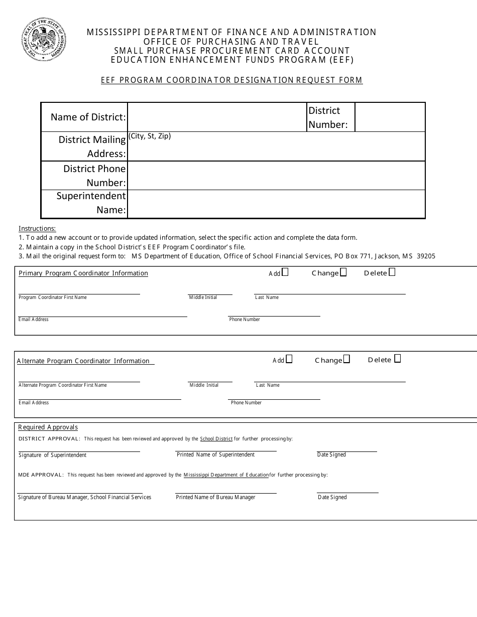 Coordinator Form - Eef Card Program - Mississippi, Page 4