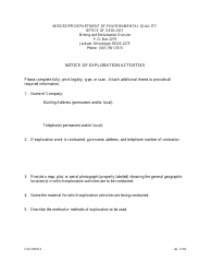 Form MRD-2 Notice of Exploration Activities - Mississippi