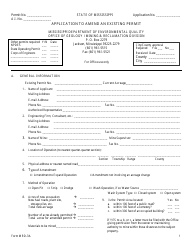 Form MRD-3A &quot;Application to Amend an Existing Permit&quot; - Mississippi
