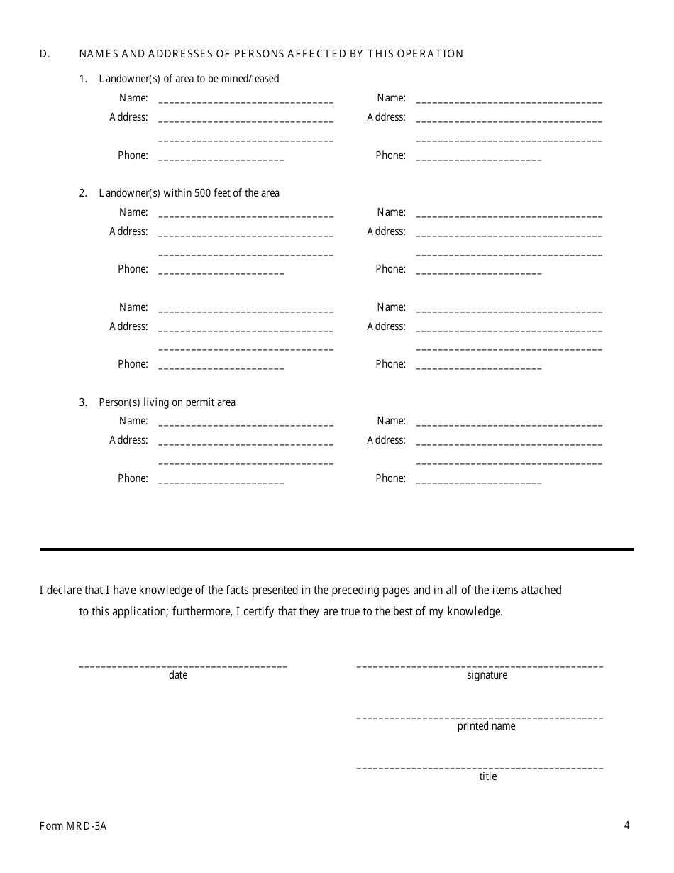 Form MRD-3A Application to Amend an Existing Permit - Mississippi, Page 4