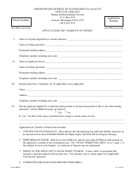 Document preview: Form MRD-7 Application for Transfer of Permit - Mississippi