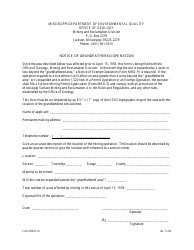 Form MRD-10 &quot;Notice of Grandfathered Operation&quot; - Mississippi