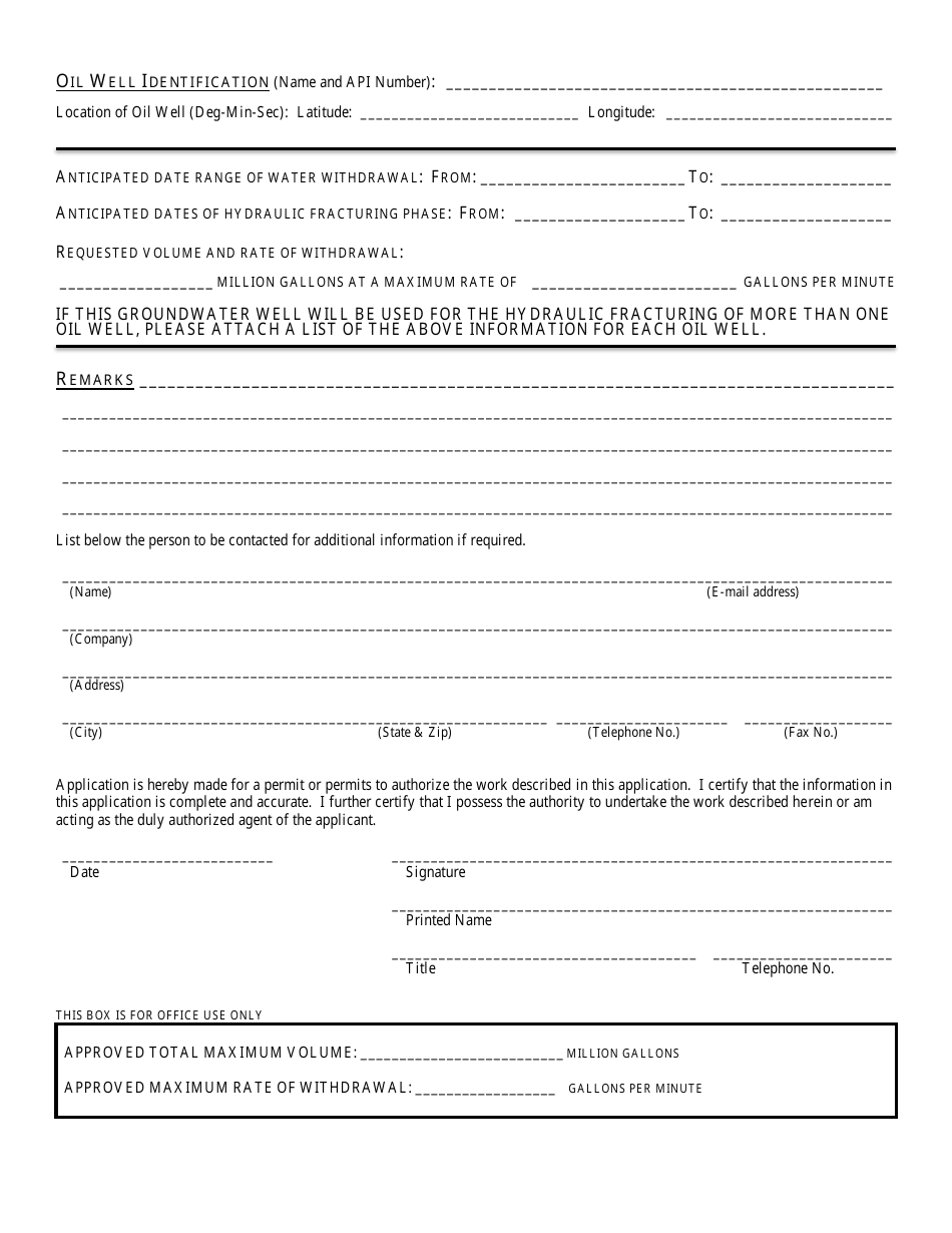 Form OLWR-GW-FAP-01 Application for Permit to Withdraw Groundwater From Waters of the State of Mississippi for Hydraulic Fracturing - Mississippi, Page 2