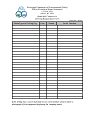 Document preview: Form OLWR-DR-1 Water Well Contractor's Drill Rig Registration Form - Mississippi