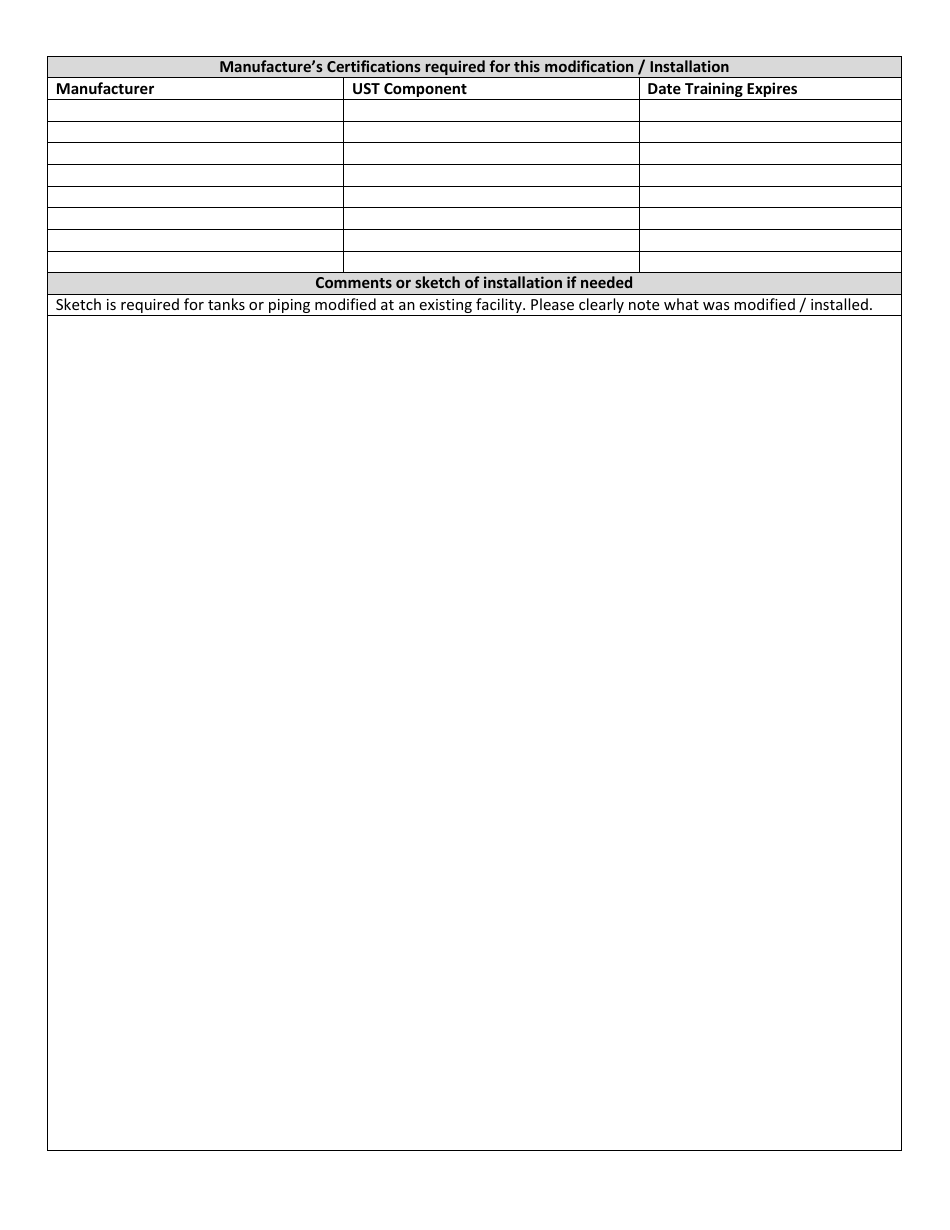 Checklist of Required Documentation for Ust Modification / Installation - Mississippi, Page 2