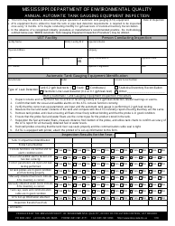 Document preview: Annual Automatic Tank Gauging Equipment Inspection Form - Mississippi