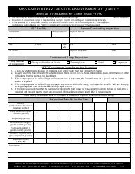 Document preview: Annual Containment Sump Inspection Form - Mississippi