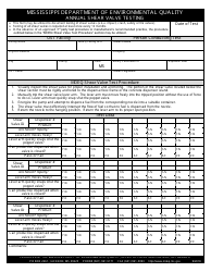 Document preview: Annual Shear Valve Testing Form - Mississippi