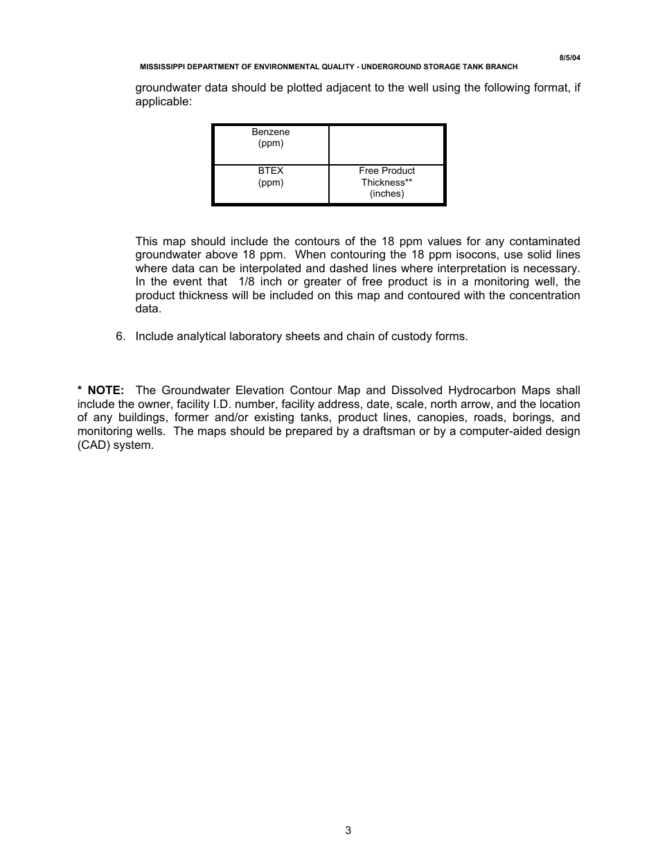 Scope of Work for Groundwater Sampling - Btex - Mississippi, Page 3