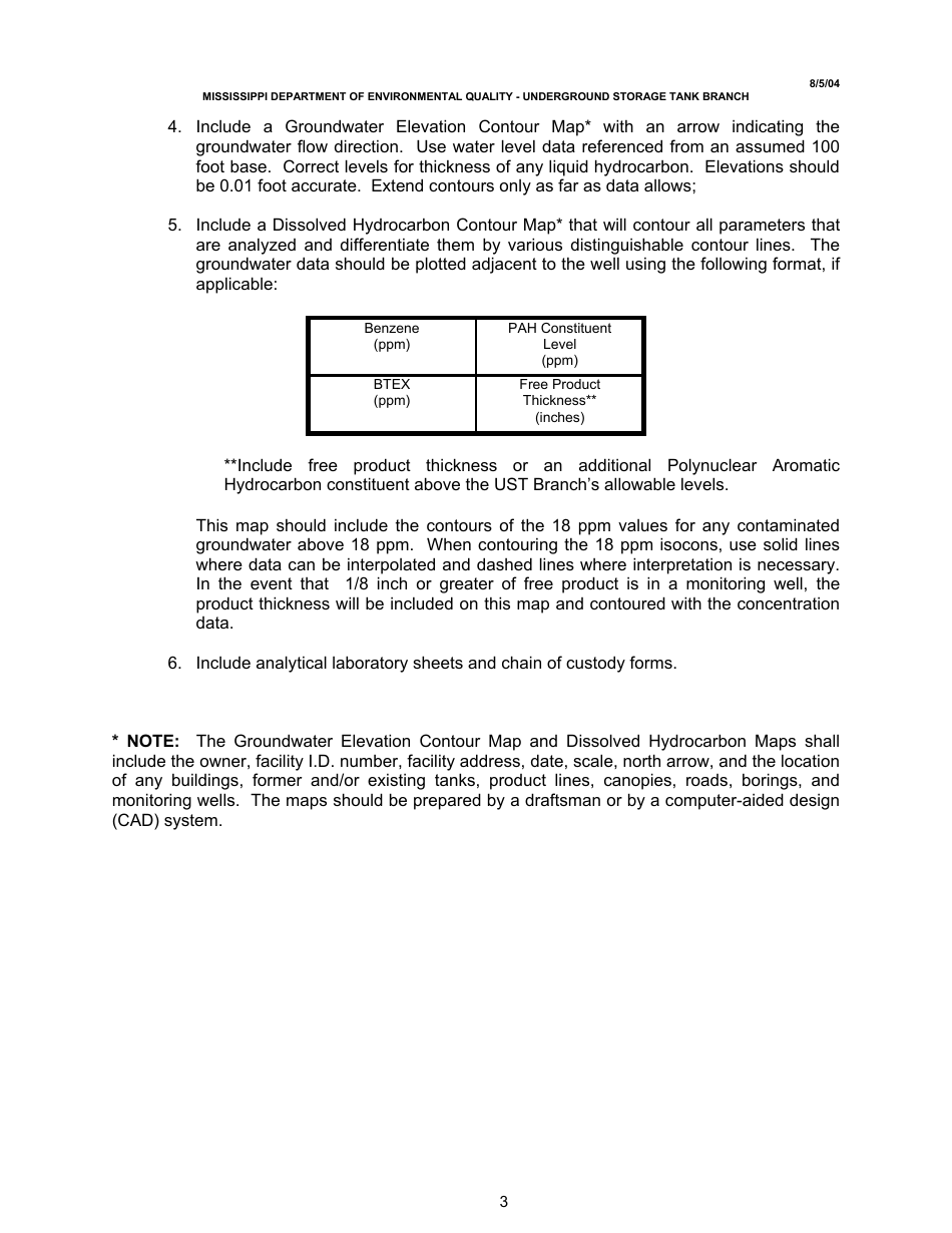 Scope of Work for Groundwater Sampling - Btex  Pah - Mississippi, Page 3
