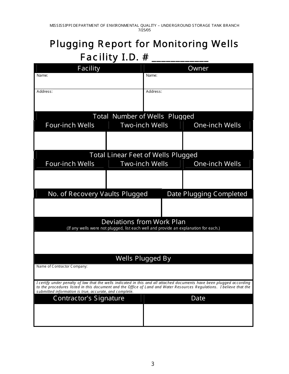 Work Plan for Plugging Monitor Wells - Mississippi, Page 3