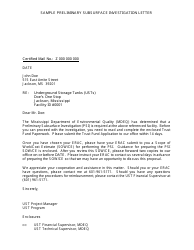 Sample &quot;Preliminary Subsurface Investigation Letter&quot; - Mississippi